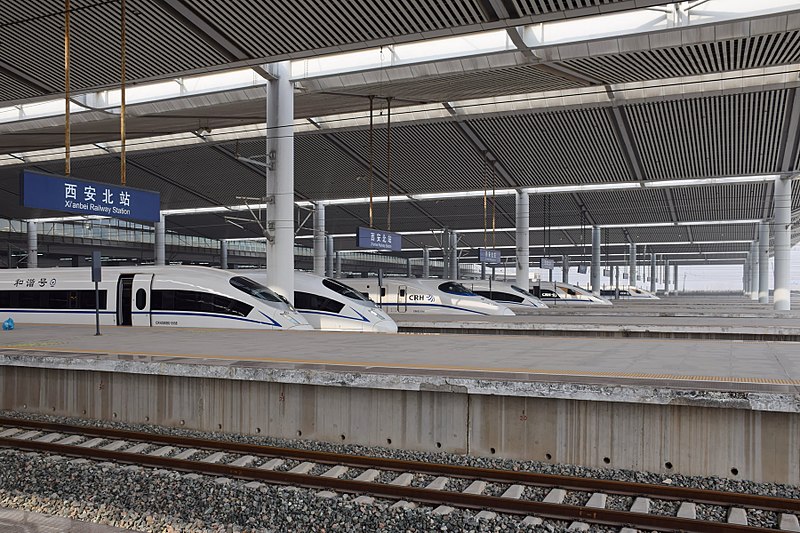 CRH EMUs at Xian North Railway Station