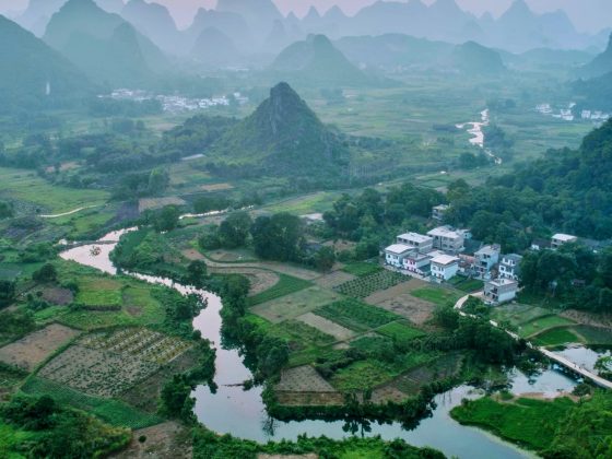 Panoramic view of iconic Guilin hills