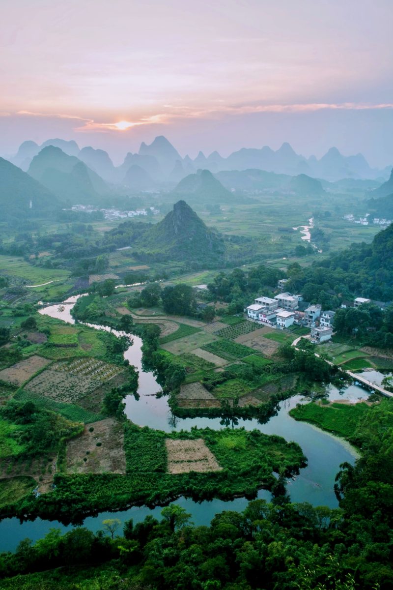 Panoramic view of iconic Guilin hills