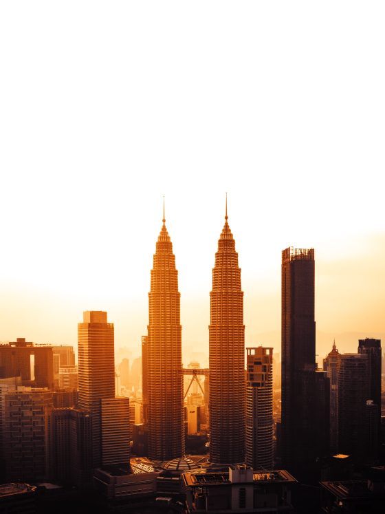 Sunset view of PETRONAS Twin Towers, KLCC, Malaysia