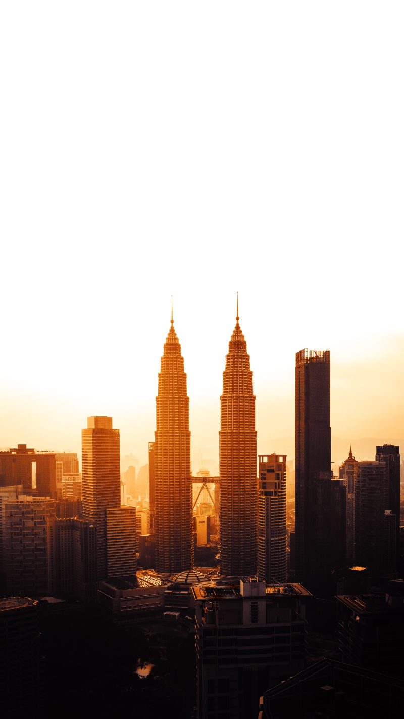 Sunset view of PETRONAS Twin Towers, KLCC, Malaysia