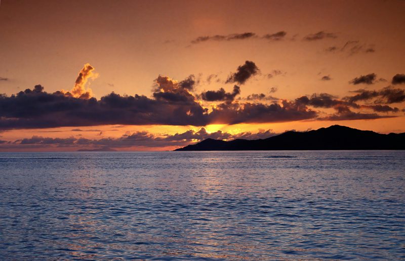 a sunset view in seychelles